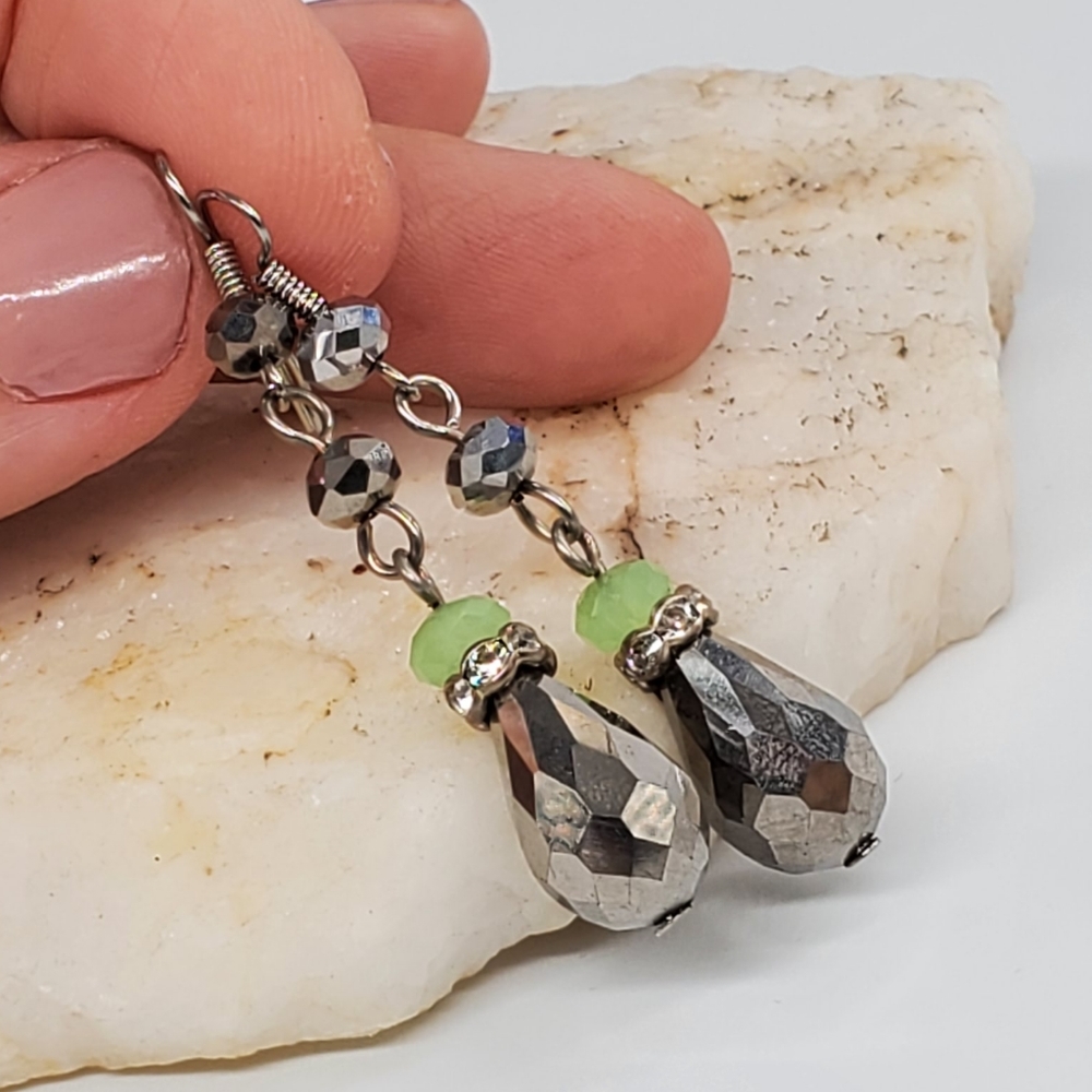 ❤️ Sparkling Crystals Jewelry Hypoallergenic Hook Silver Earrings Teardrop